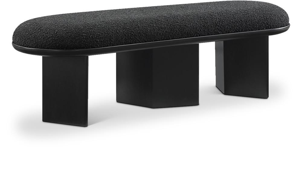 Meridian Furniture - Wilshire Black Boucle Fabric Bench - 22005Black veiw 1