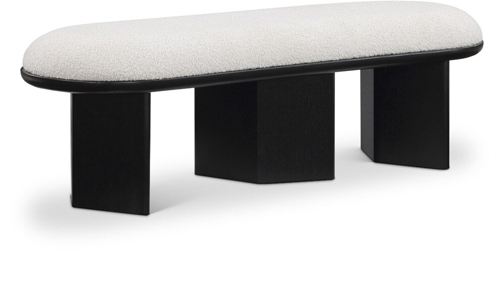 Meridian Furniture - Wilshire Cream Boucle Fabric Bench - 22005Cream veiw 1