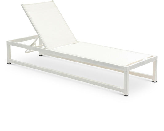 Meridian Furniture - Maldives Cream Mesh Water Resistant Fabric Outdoor Patio Adjustable Sun Chaise Lounge Chair - 347Cream veiw 1