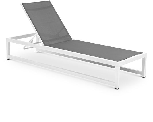 Meridian Furniture - Maldives Grey Mesh Water Resistant Fabric Outdoor Patio Adjustable Sun Chaise Lounge Chair - 347Grey veiw 1