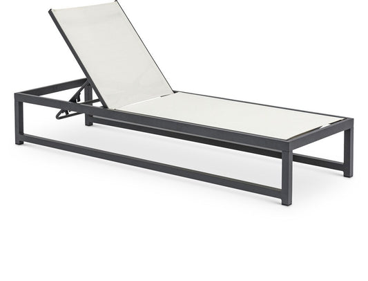 Meridian Furniture - Maldives Cream Mesh Water Resistant Fabric Outdoor Patio Adjustable Sun Chaise Lounge Chair - 348Cream veiw 1