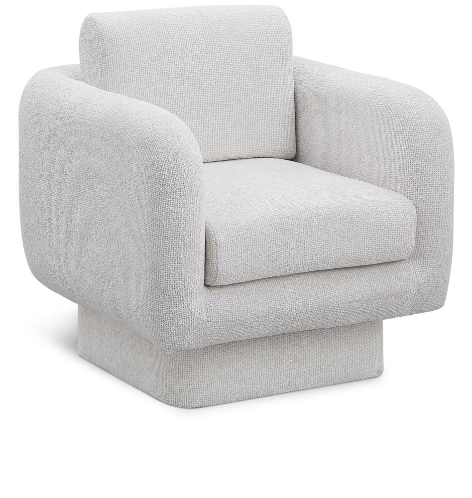 Meridian Furniture - Alessandra Cream Chenille Fabric Swivel Accent Chair - 472Cream veiw 1