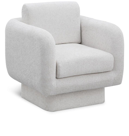 Meridian Furniture - Alessandra Cream Chenille Fabric Swivel Accent Chair - 472Cream veiw 1