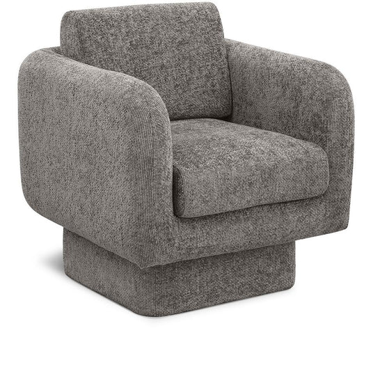 Meridian Furniture - Alessandra Grey Chenille Fabric Swivel Accent Chair - 472Grey veiw 1