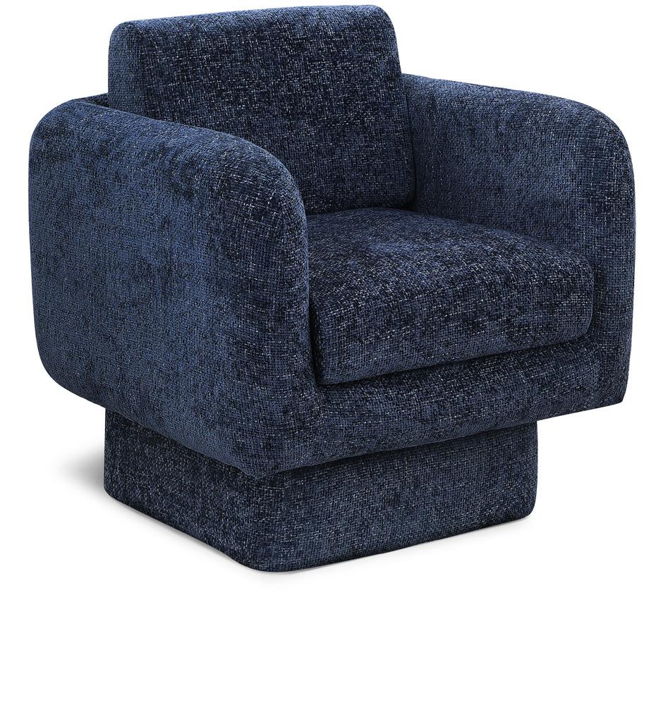 Meridian Furniture - Alessandra Navy Chenille Fabric Swivel Accent Chair - 472Navy veiw 1