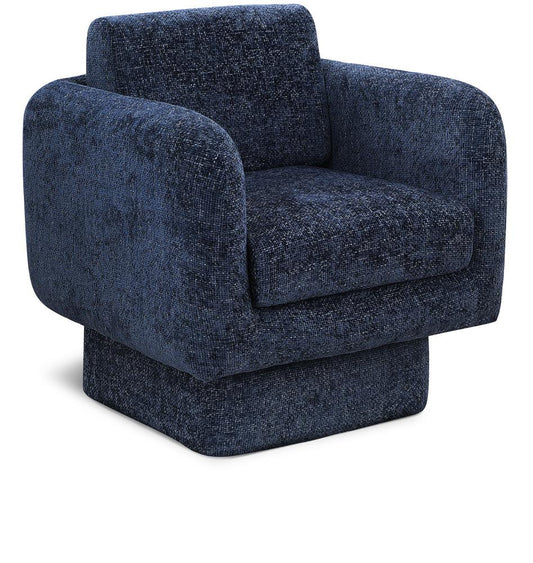 Meridian Furniture - Alessandra Navy Chenille Fabric Swivel Accent Chair - 472Navy veiw 1