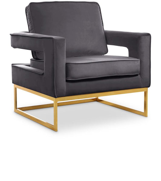 Meridian Furniture - Noah Grey Velvet Accent Chair - 511Grey veiw 1