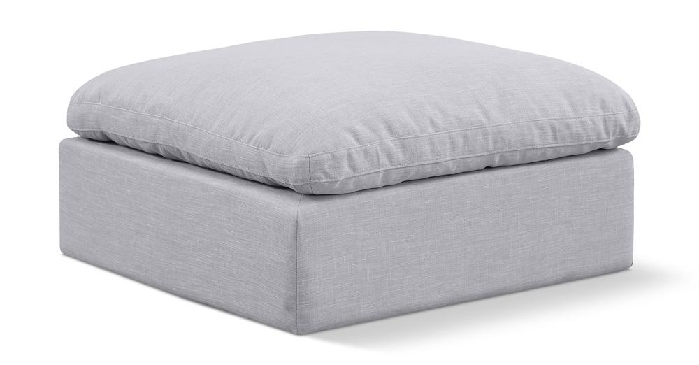 Meridian Furniture - Indulge Grey Linen Textured Fabric Ottoman - 141Grey-Ott veiw 1