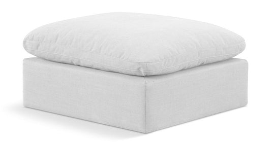 Meridian Furniture - Indulge White Linen Textured Fabric Ottoman - 141White-Ott veiw 1