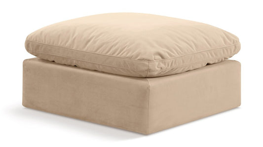 Meridian Furniture - Indulge Beige Velvet Ottoman - 147Beige-Ott veiw 1