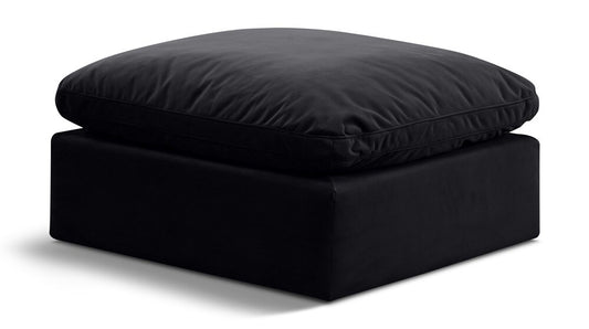 Meridian Furniture - Indulge Black Velvet Ottoman - 147Black-Ott veiw 1