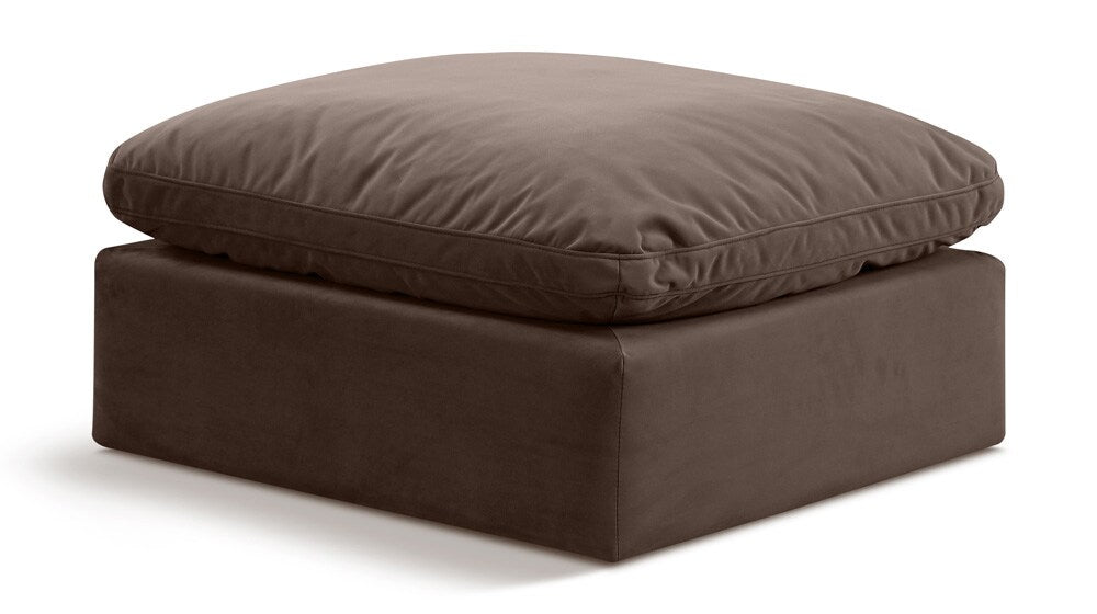 Meridian Furniture - Indulge Brown Velvet Ottoman - 147Brown-Ott veiw 1