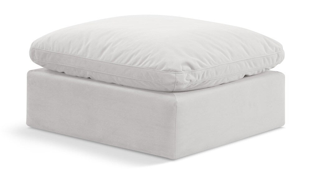 Meridian Furniture - Indulge Cream Velvet Ottoman - 147Cream-Ott veiw 1
