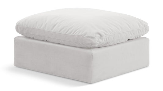 Meridian Furniture - Indulge Cream Velvet Ottoman - 147Cream-Ott veiw 1