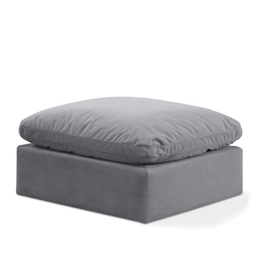 Meridian Furniture - Indulge Grey Velvet Ottoman - 147Grey-Ott veiw 1