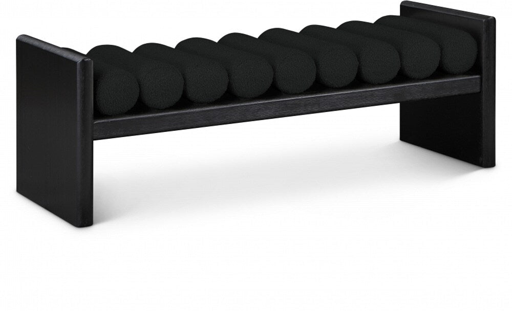 Meridian Furniture - Waverly Black Boucle Fabric Bench - 178Black veiw 1