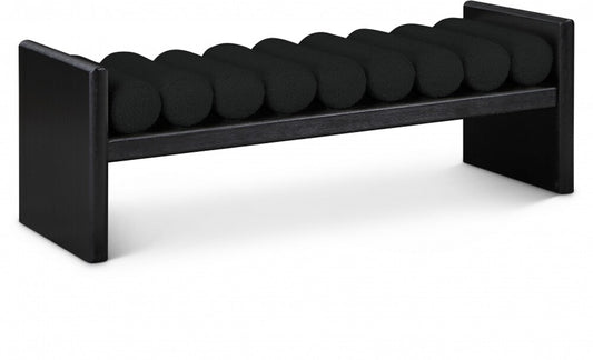 Meridian Furniture - Waverly Black Boucle Fabric Bench - 178Black veiw 1