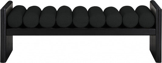 Meridian Furniture - Waverly Black Boucle Fabric Bench - 178Black veiw 2