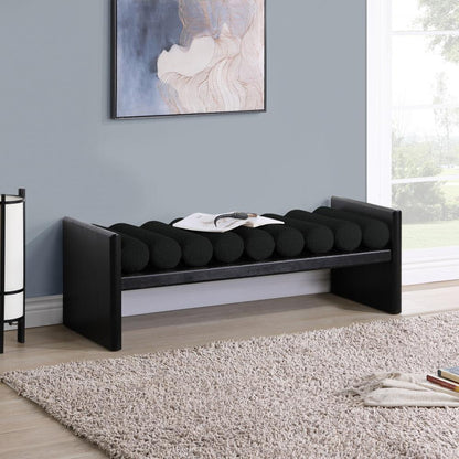 Meridian Furniture - Waverly Black Boucle Fabric Bench - 178Black veiw 5