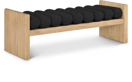 Meridian Furniture - Waverly Black Boucle Fabric Bench - 179Black veiw 1