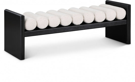 Meridian Furniture - Waverly Cream Boucle Fabric Bench - 178Cream veiw 1
