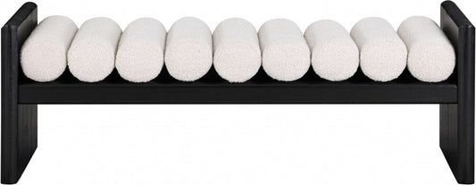 Meridian Furniture - Waverly Cream Boucle Fabric Bench - 178Cream veiw 2