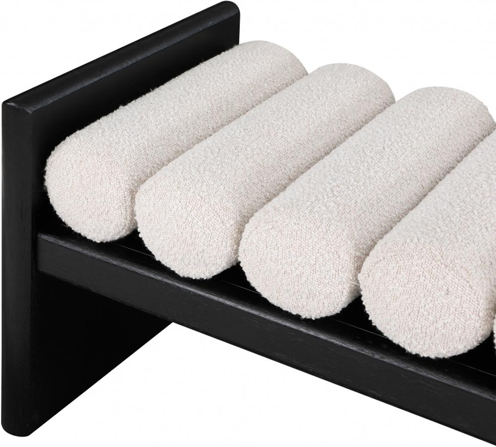 Meridian Furniture - Waverly Cream Boucle Fabric Bench - 178Cream veiw 4