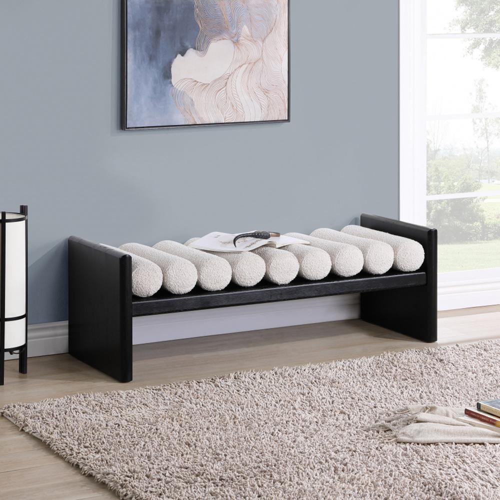 Meridian Furniture - Waverly Cream Boucle Fabric Bench - 178Cream veiw 5