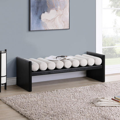 Meridian Furniture - Waverly Cream Boucle Fabric Bench - 178Cream veiw 5