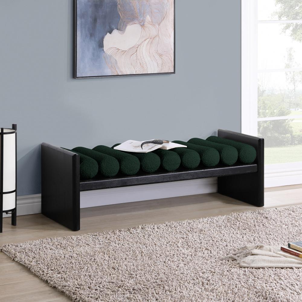 Meridian Furniture - Waverly Green Boucle Fabric Bench - 178Green veiw 5