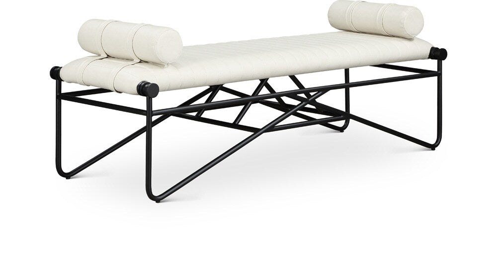 Meridian Furniture - Gatsby Cream Vegan Leather Bench - 22052Cream veiw 1