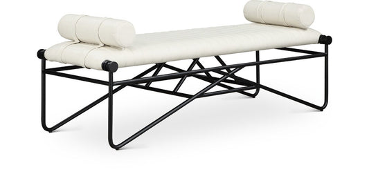 Meridian Furniture - Gatsby Cream Vegan Leather Bench - 22052Cream veiw 1