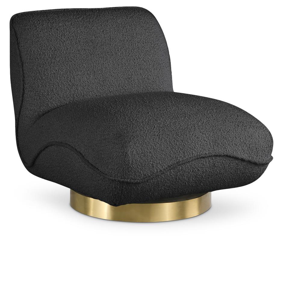 Meridian Furniture - Geneva Black Boucle Fabric Swivel Accent Chair - 492Black veiw 1