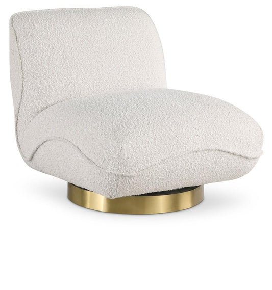 Meridian Furniture - Geneva Cream Boucle Fabric Swivel Accent Chair - 492Cream veiw 1