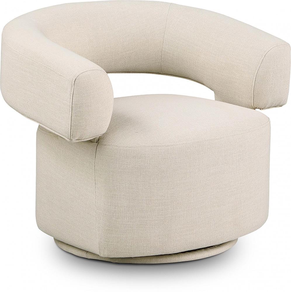 Meridian Furniture - Niya Beige Linen Textured Fabric Swivel Accent Chair - 598Beige veiw 1