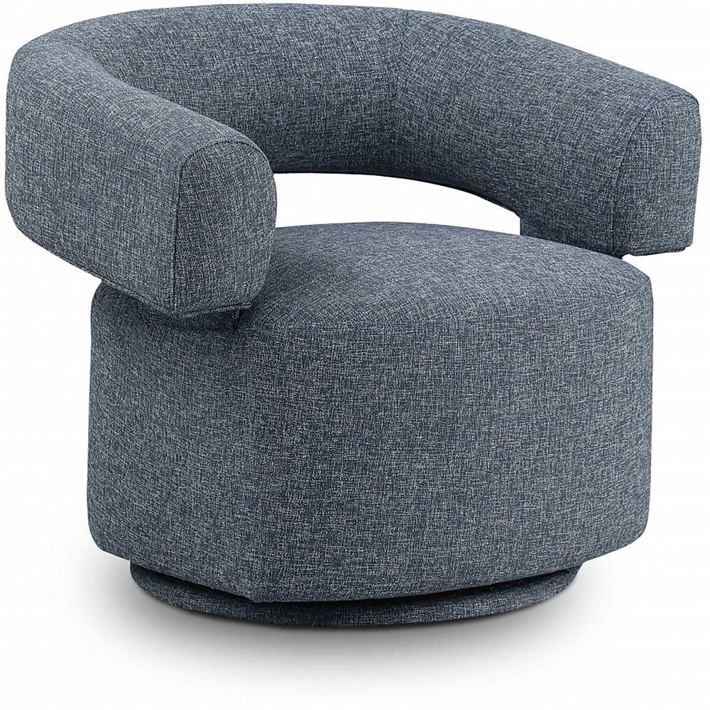 Meridian Furniture - Niya Blue Linen Textured Fabric Swivel Accent Chair - 598Blue veiw 1