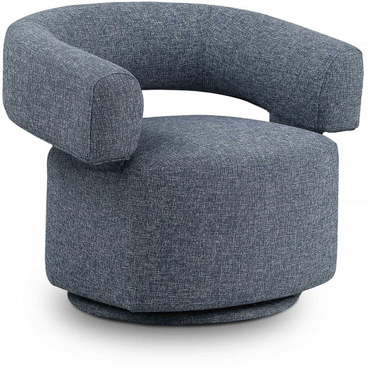 Meridian Furniture - Niya Blue Linen Textured Fabric Swivel Accent Chair - 598Blue veiw 1