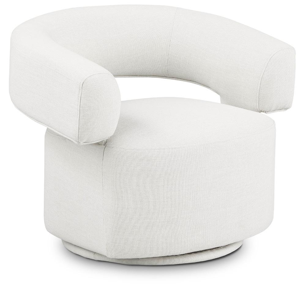 Meridian Furniture - Niya Cream Linen Textured Fabric Swivel Accent Chair - 598Cream veiw 1