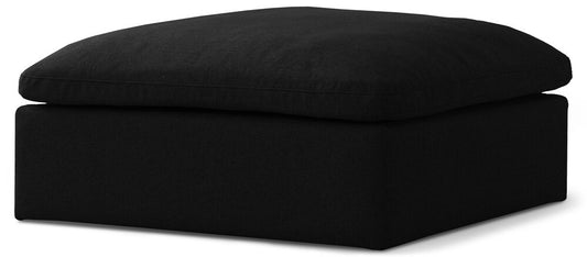 Meridian Furniture - Serene Black Linen Textured Fabric Deluxe Comfort Modular Ottoman - 601Black-Ott veiw 1