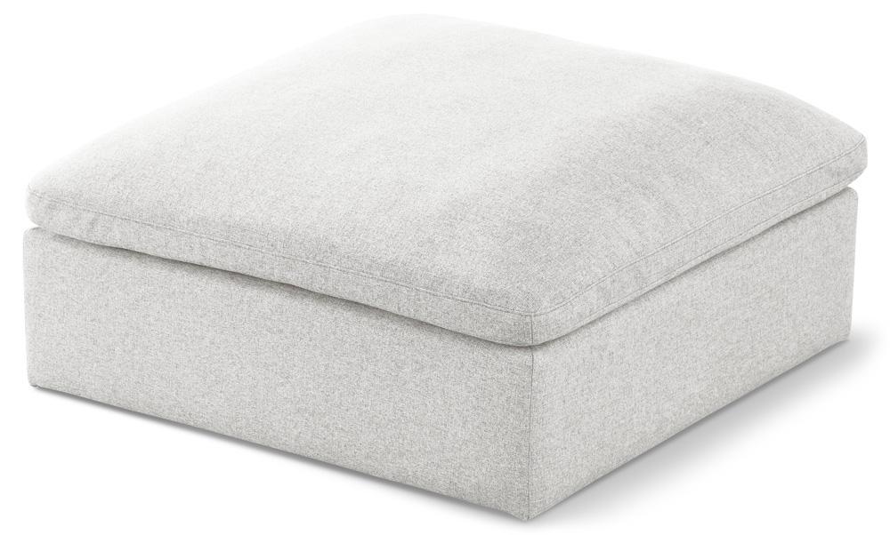 Meridian Furniture - Serene Cream Linen Textured Fabric Deluxe Comfort Modular Ottoman - 601Cream-Ott veiw 1