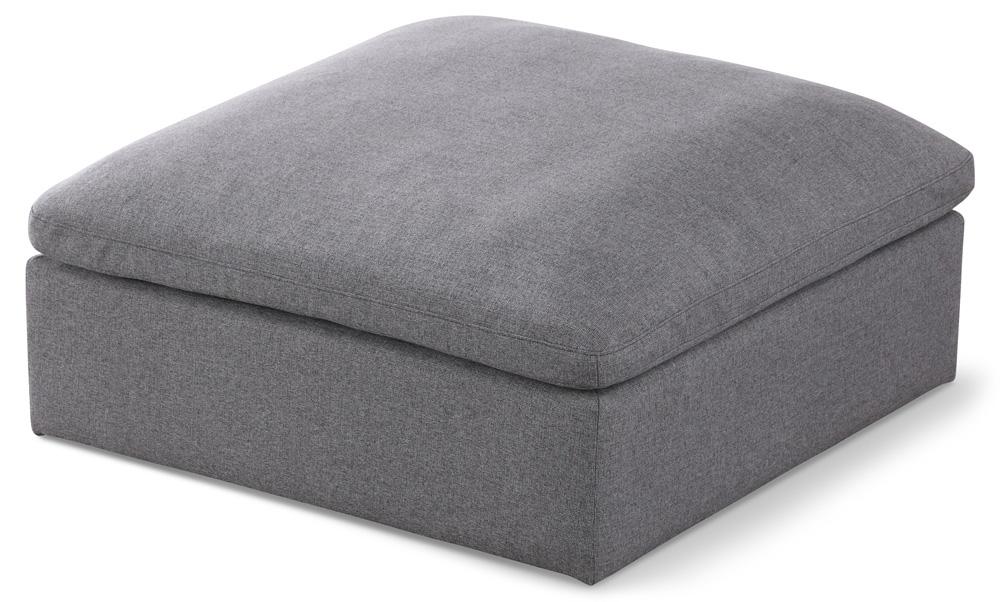 Meridian Furniture - Serene Grey Linen Textured Fabric Deluxe Comfort Modular Ottoman - 601Grey-Ott veiw 1