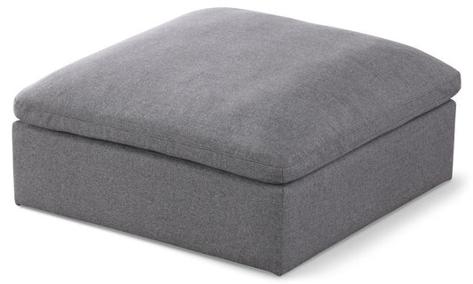 Meridian Furniture - Serene Grey Linen Textured Fabric Deluxe Comfort Modular Ottoman - 601Grey-Ott veiw 1