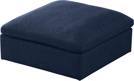 Meridian Furniture - Serene Navy Linen Textured Fabric Deluxe Comfort Modular Ottoman - 601Navy-Ott veiw 1