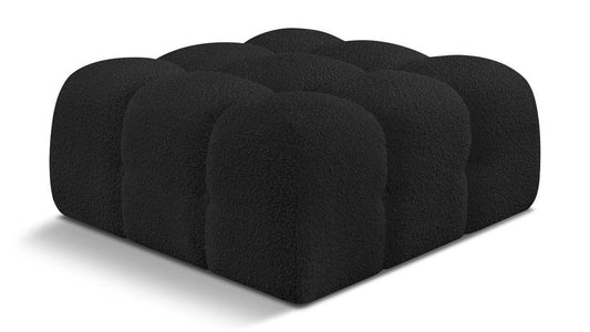 Meridian Furniture - Ames Black Boucle Fabric Ottoman - 611Black-Ott veiw 1