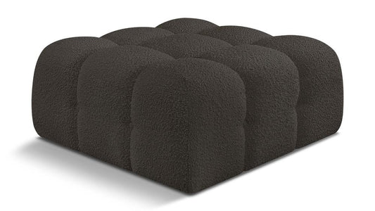 Meridian Furniture - Ames Brown Boucle Fabric Ottoman - 611Brown-Ott veiw 1