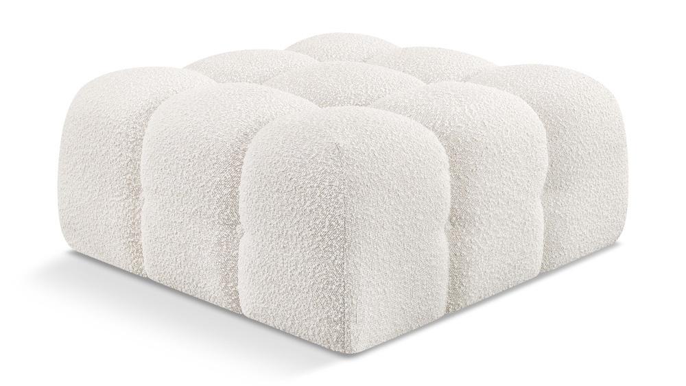 Meridian Furniture - Ames Cream Boucle Fabric Ottoman - 611Cream-Ott veiw 1
