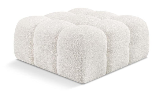 Meridian Furniture - Ames Cream Boucle Fabric Ottoman - 611Cream-Ott veiw 1