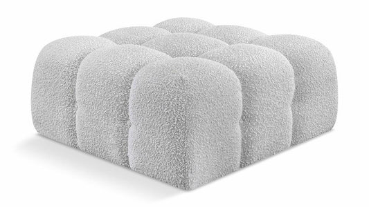 Meridian Furniture - Ames Grey Boucle Fabric Ottoman - 611Grey-Ott veiw 1