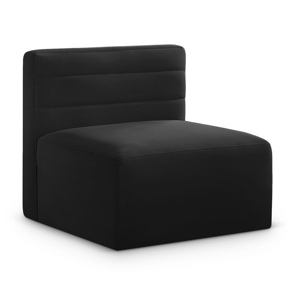 Meridian Furniture - Quincy Black Velvet Modular Armless Chair - 677Black-Armless veiw 1