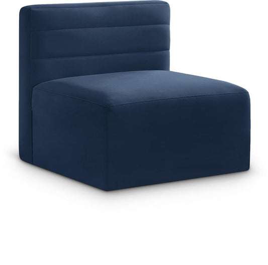 Meridian Furniture - Quincy Navy Velvet Modular Armless Chair - 677Navy-Armless veiw 1